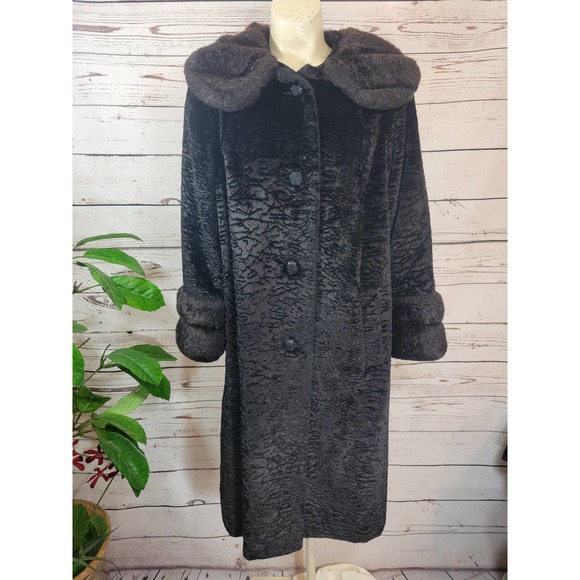 🖤 Vintage 60s Faux Fur Coat - Picture 1 of 13